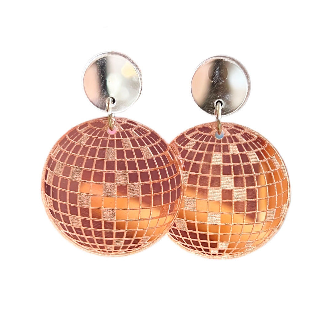 Hot Pink Disco Ball Earrings